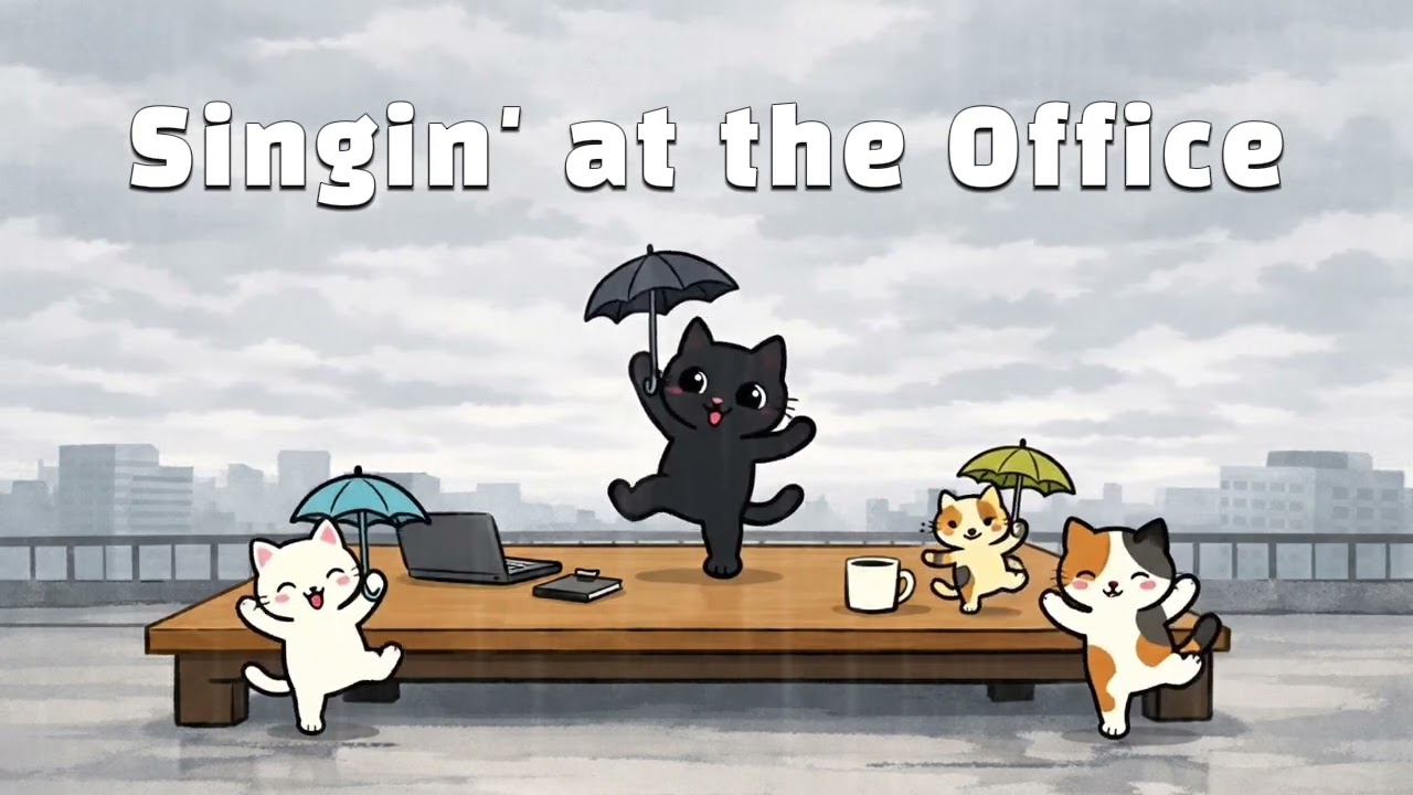 비와도 행복해! 물웅덩이 첨벙첨벙 출근하는 긍정의 하루 | Singin' at the Office | #노동요, #직장인공감, #야근송, #퇴근길, #카페음악