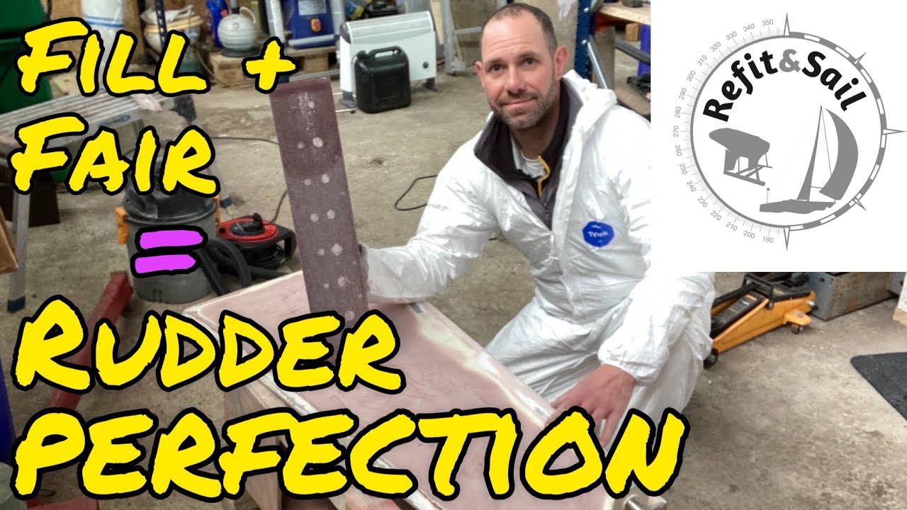 Rudder Repairs - Filling and fairing for a better rudder shape - Contessa 32 Refit