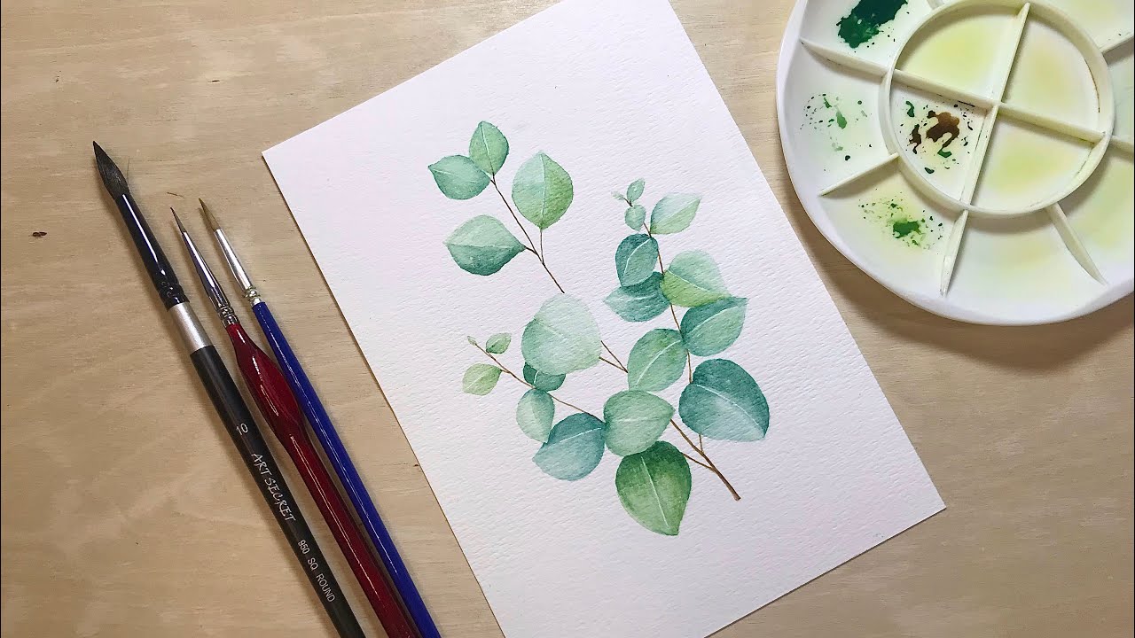 [Watercolor] Paint with me - Eucalyptus Leaves | January11 🎨