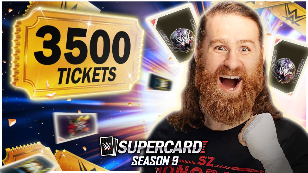 How Many SEASON 9 Cards from 3500 Tickets? FREE Ticket Packs ONLY! | WWE SuperCard