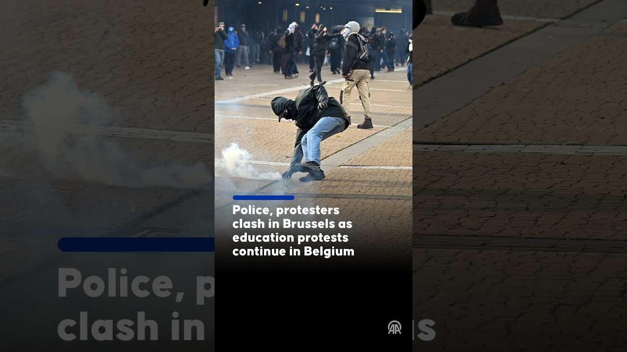 Police, protesters clash in Brussels as education protests continue in Belgium