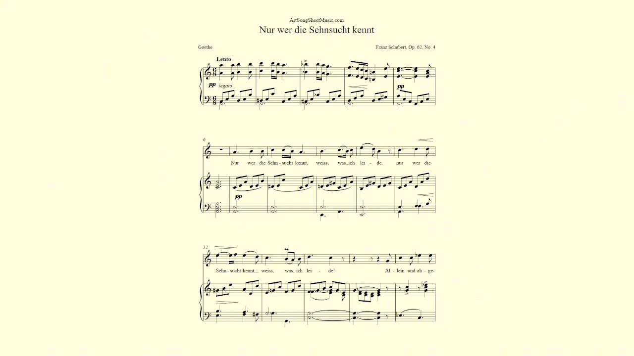 Nur wer die Sehnsucht kennt - Schubert - accompaniment in A minor