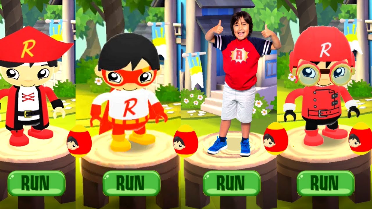 Tag with Ryan - Red Costumes s Race- Red Titan vs Red Ryan vs Admiral All Characters Unlocked