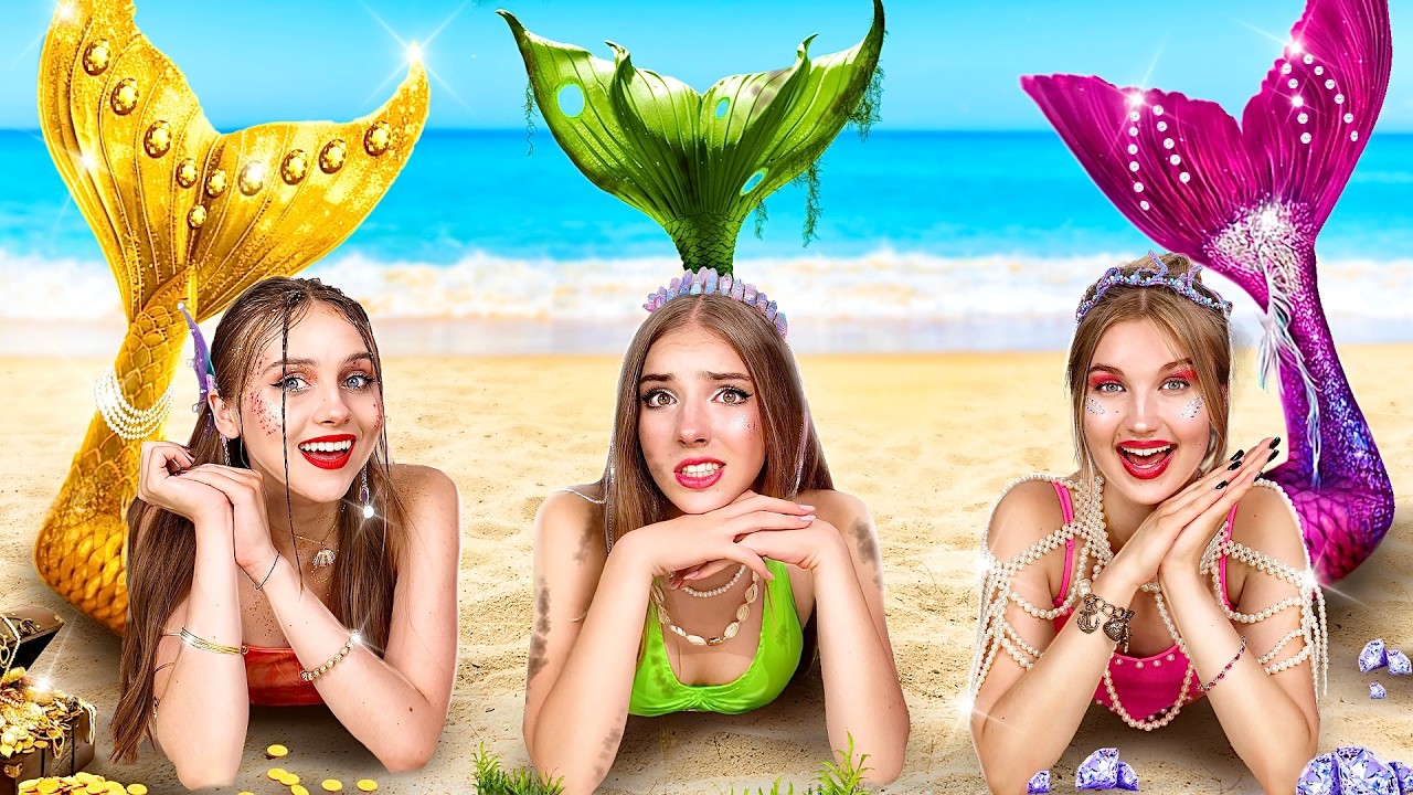 Sereia Rica vs Sereia Pobre vs Sereia Giga Rica! Festa Na Piscina Com Sereias