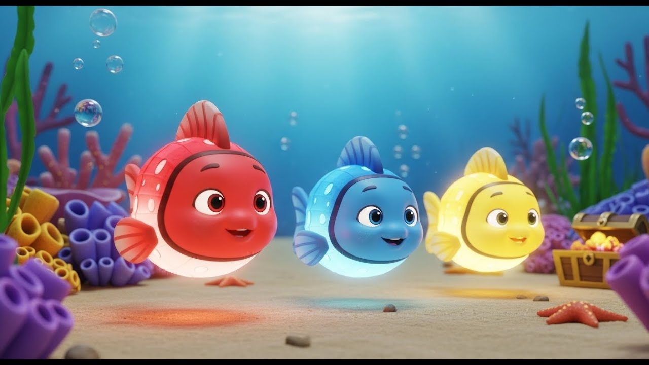 Três Pequenos Peixes Lanterna de Brinquedo Brilham, Brilham | Luzes e Cores no Fundo do Mar