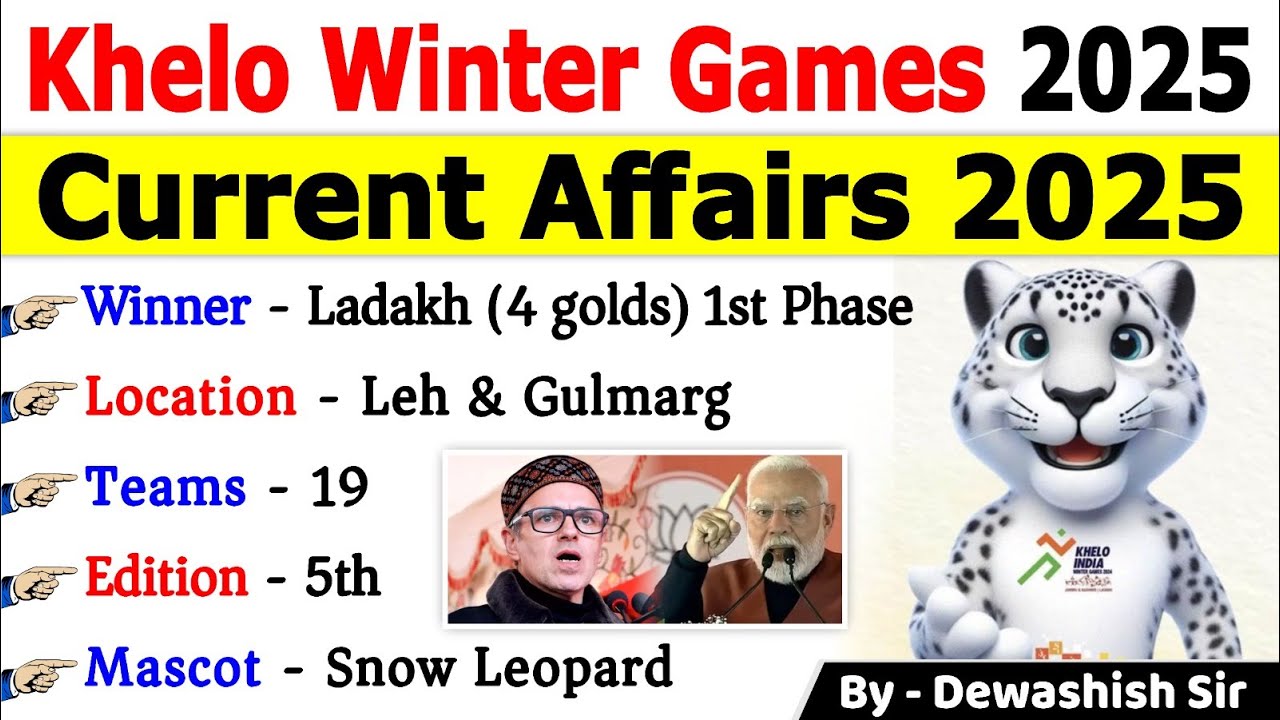 Khelo India Youth Games 2025 | Sports Current Affairs 2025 | Ladakh | Jammu & Kashmir | Sports GK