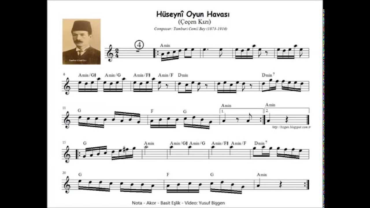 Hüseyni Oyun Havası - Çeçen Kızı(La Karar-Mansur)Nota-Akor-Eşlik