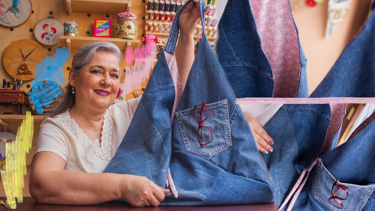 Haz un bolso de tela fácil de confeccionar con la técnica de origami/reutilizando jean con Luzkita