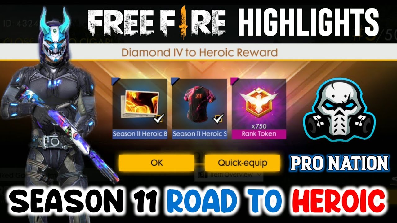 FREE FIRE SEASON 11 ROAD TO HEROIC HIGHLIGHTS // GARENA FREEFIRE !!!