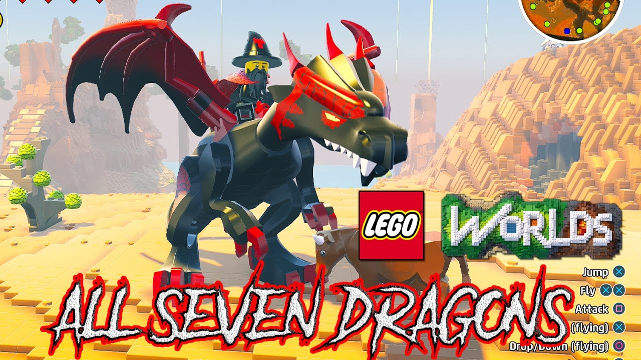 LEGO Worlds All Seven Dragons Unlocked (Fire, Snow, Water, Forest, Night, Candy, Gold )