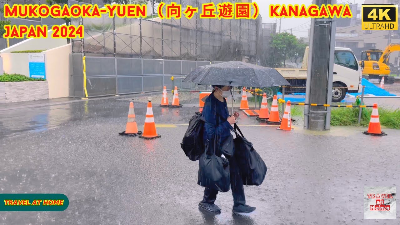 【4k hdr】 3 Hours Heavy Rain Walk in Mukogaoka-Yuen（向ヶ丘遊園）Tokyo Japan |Relaxing Natural City ambience