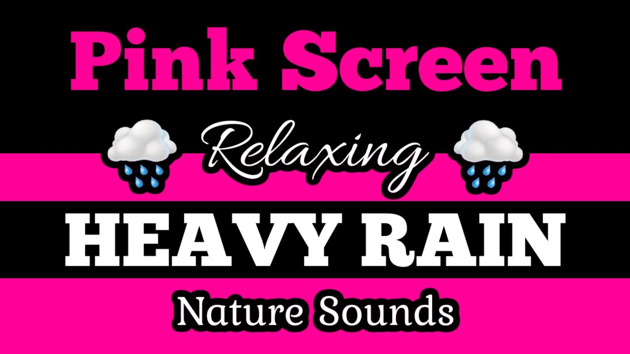 💟PINK SCREEN 🌧️HEAVY RAIN 🌲Soothing Nature Sounds