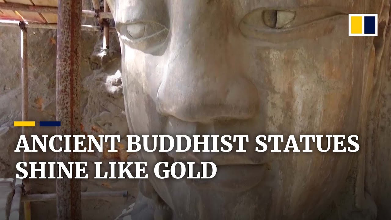 Ancient Buddhist statues discovered with traces of gold, silver and coloured glass