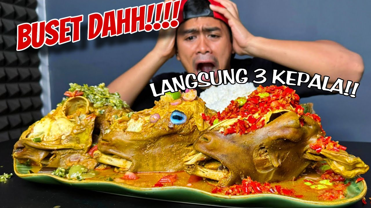 GILA! MUKBANG 3 KELAPA KAMBING MANDI CABE!!!