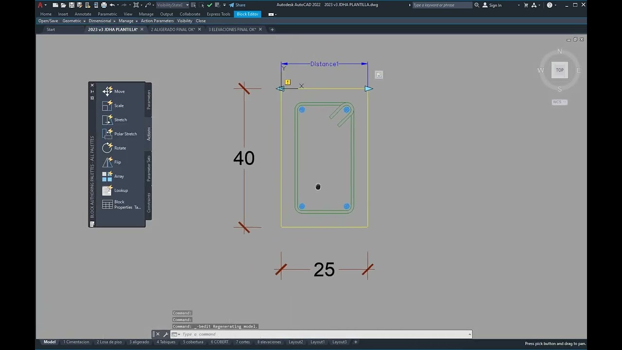Como hacer un bloque dinámico de vigas rectangulares de concreto armado con varias barras Facil