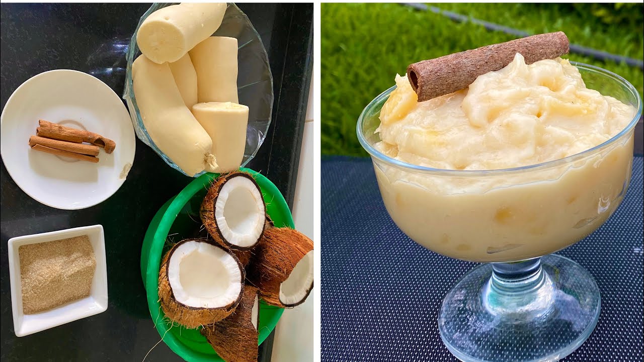 Doce de mandioca com leite de coco: receita mãe e filha /prato típico de Moçambique-Africa