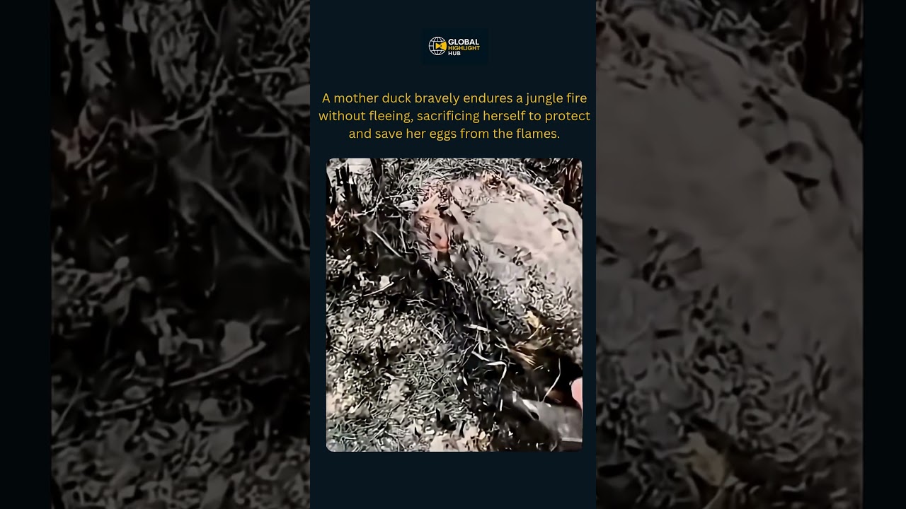 Mother Duck Bravely Protects Her Eggs in a Forest Fire.