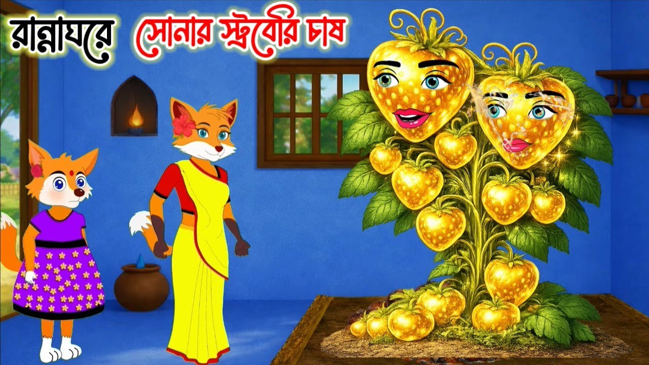 রান্নাঘরে সোনার স্ট্রবেরি চাষ । Fox cartoon। Bangla Cartoon। Siyaler Cartoon। Rupkothar golpo