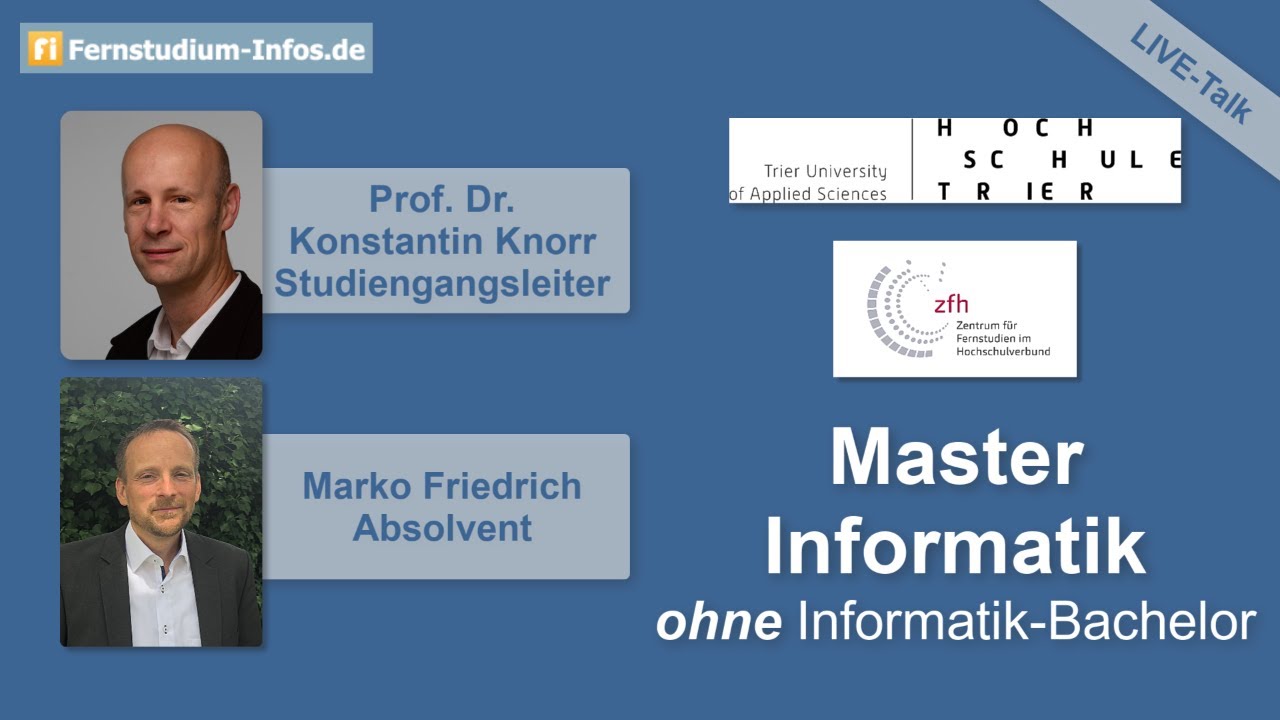 Informatik-Master für Nicht-Informatiker - Live-Talk: Infos + Erfahrungen zum M.C.Sc. HS Trier/zfh