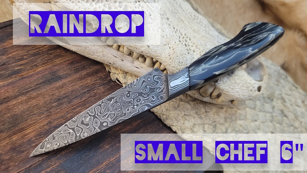 Raindrop Damascus Small Chef   Harpia Knife Making