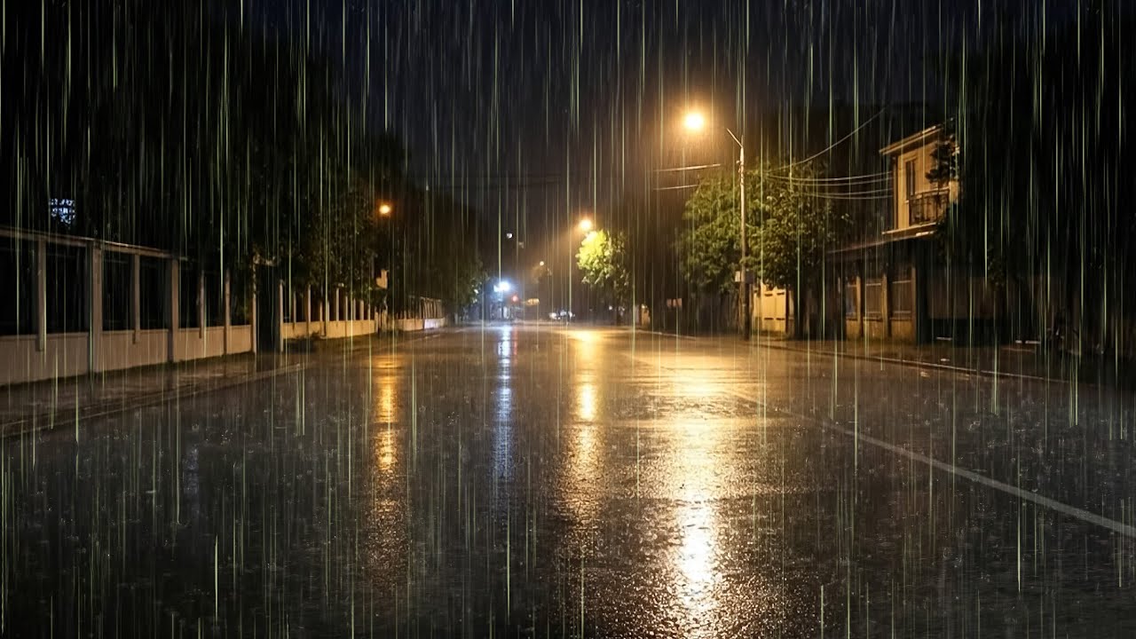 Fall Asleep Naturally with Heavy Rain on Empty Path | ASMR Night Rain, Insomnia