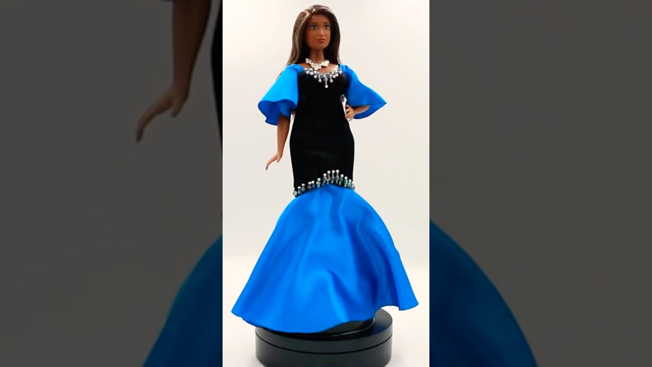 JK Handmade Barbie Doll Fashion ~ Curvy Barbie Black & blue gown