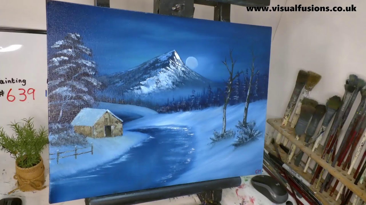 How to paint Reflective mountain Oil Painting 639 Bob Ross Style ASMR sounds