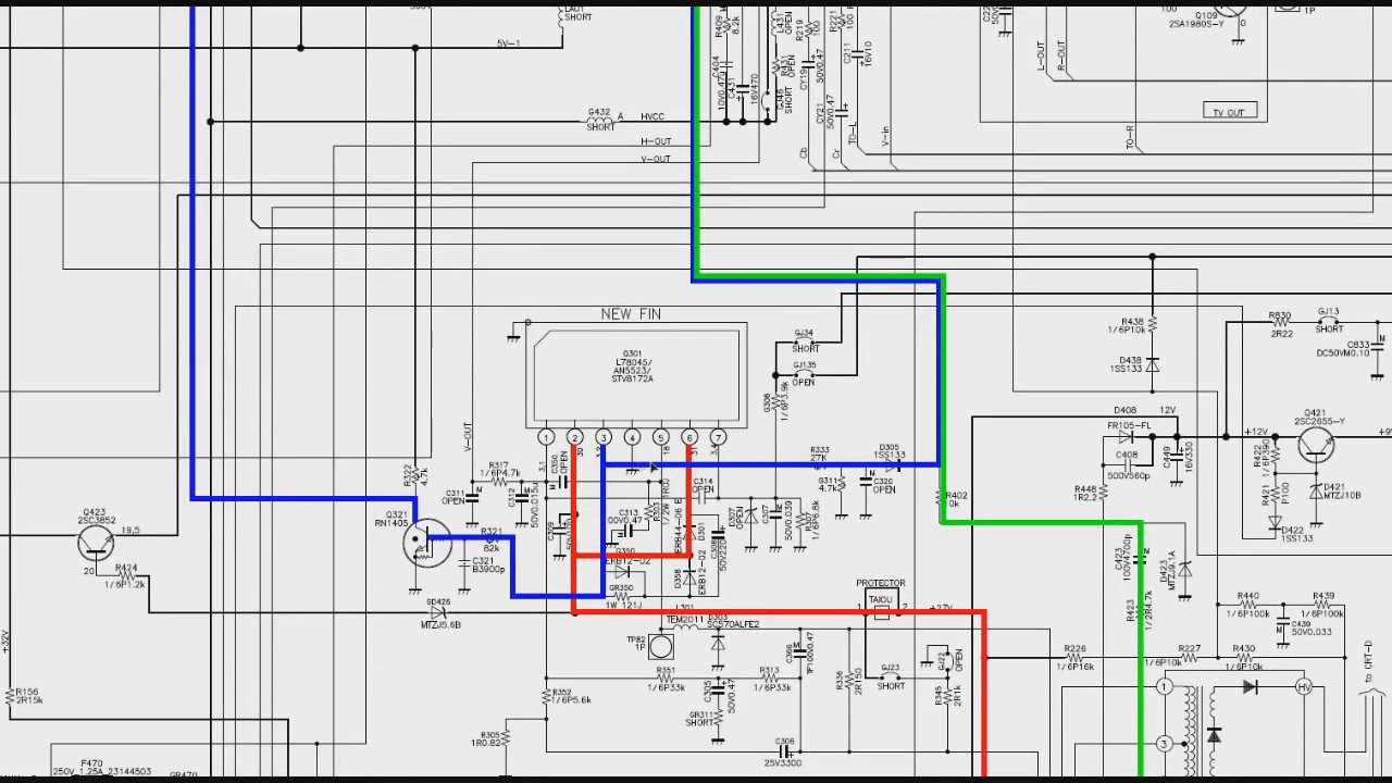 009 Circuito vertical de TV de tubo no esquema elétrico parte 2