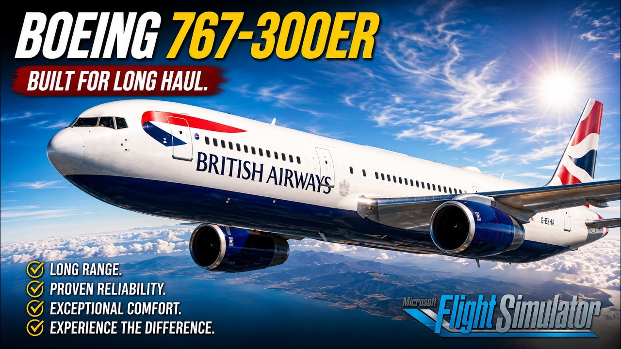 Microsoft Flight Simulator with Boeing 767-300ER from Dubai to Dammam