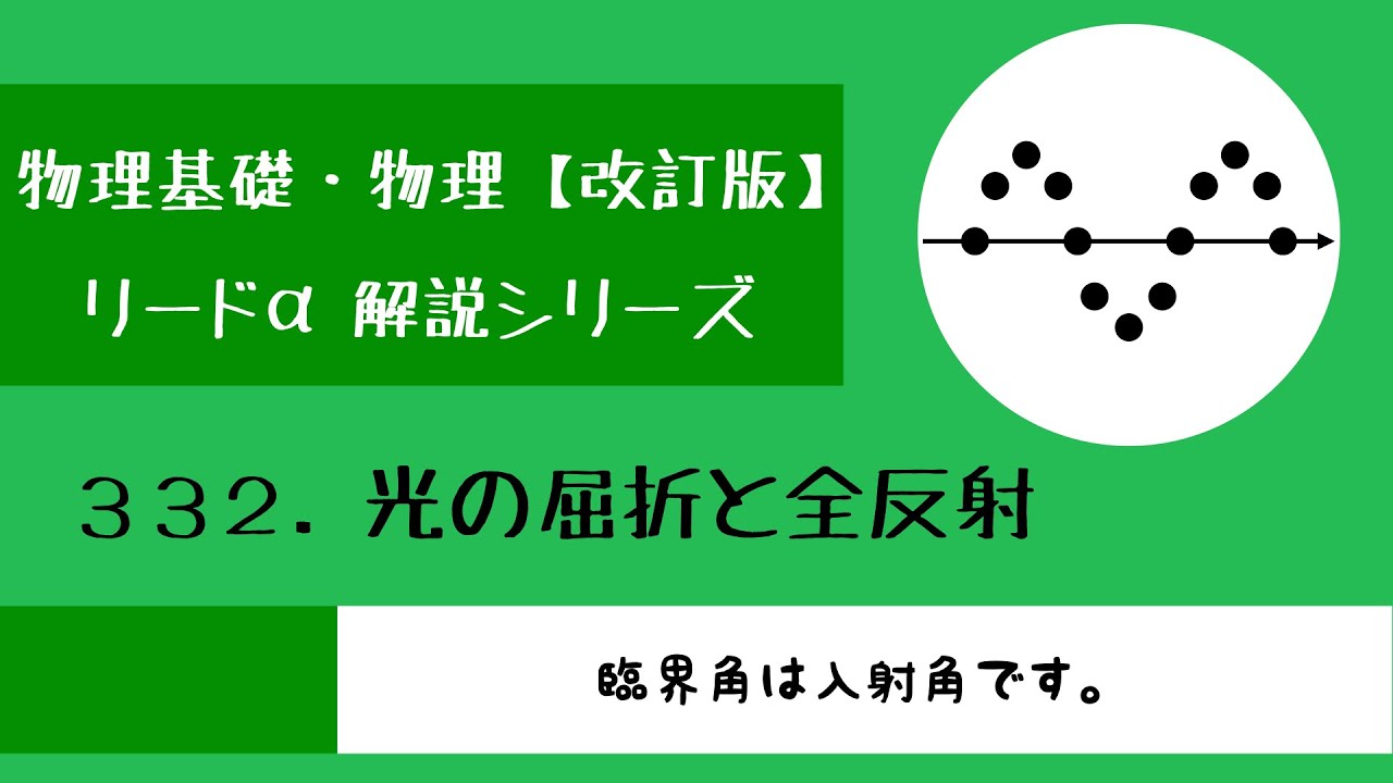 【改訂版】リードα物理基礎・物理 332「光の屈折と全反射」