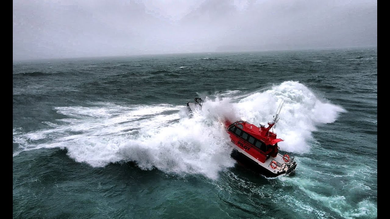 Rough weather sea trials of &lsquo;Port L&aacute;irge&rsquo; punching through breakers and offshore in F10