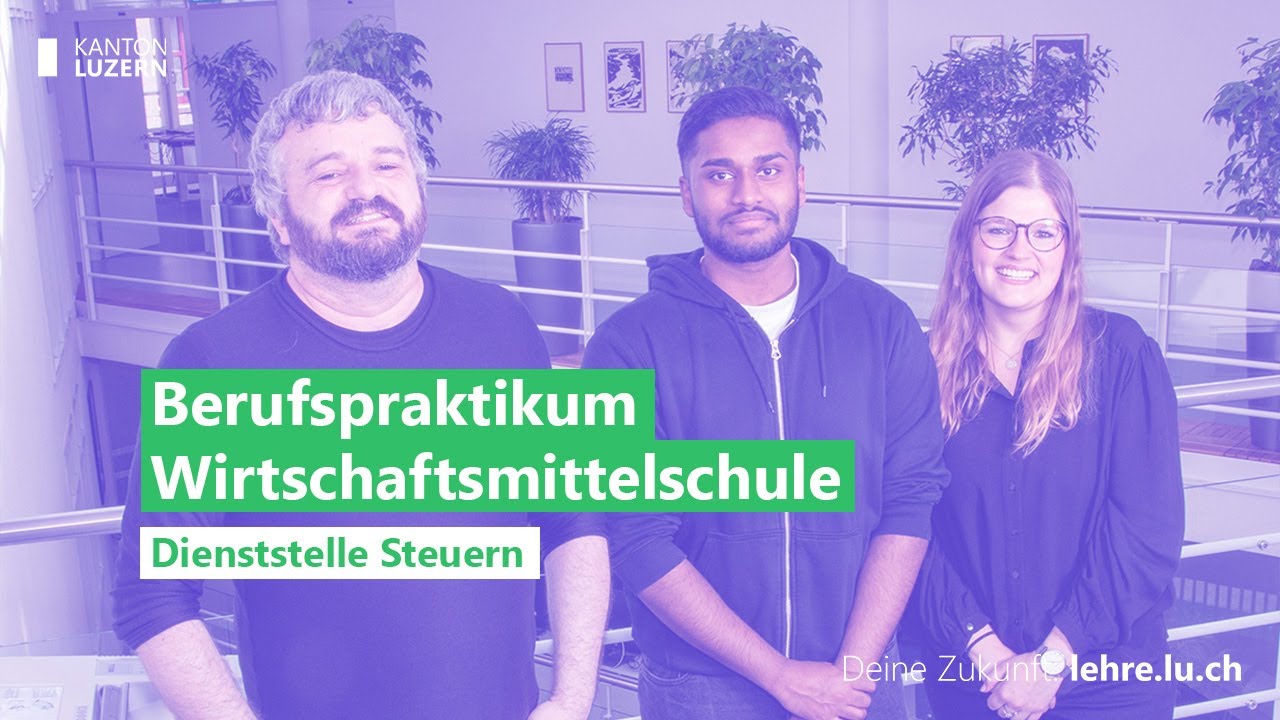 Berufspraktikum Kaufmann/frau EFZ Wirtschaftsmittelschule | Dienststelle Steuern | Kanton Luzern