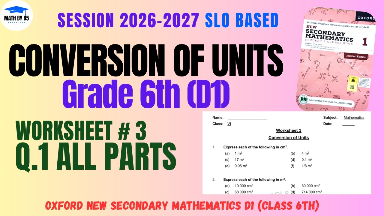 Class 6 | Conversion of Units | Worksheet 3 Q1 All Parts | APS