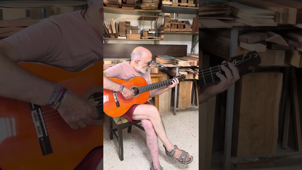 Rafael Rodriguez el Cabeza con guitarra palosanto de India con tapa armónica pino abeto 