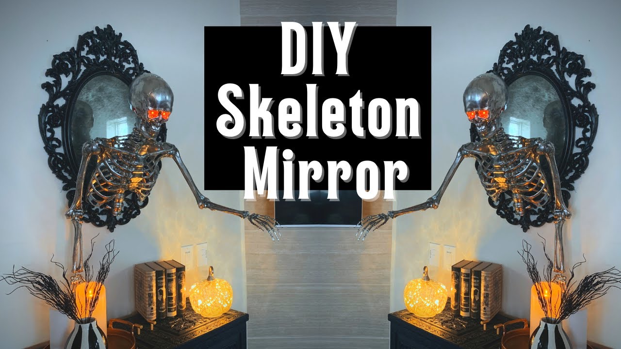 Skeleton Halloween Mirror DIY - Thrifted Vintage Mirror DIY!