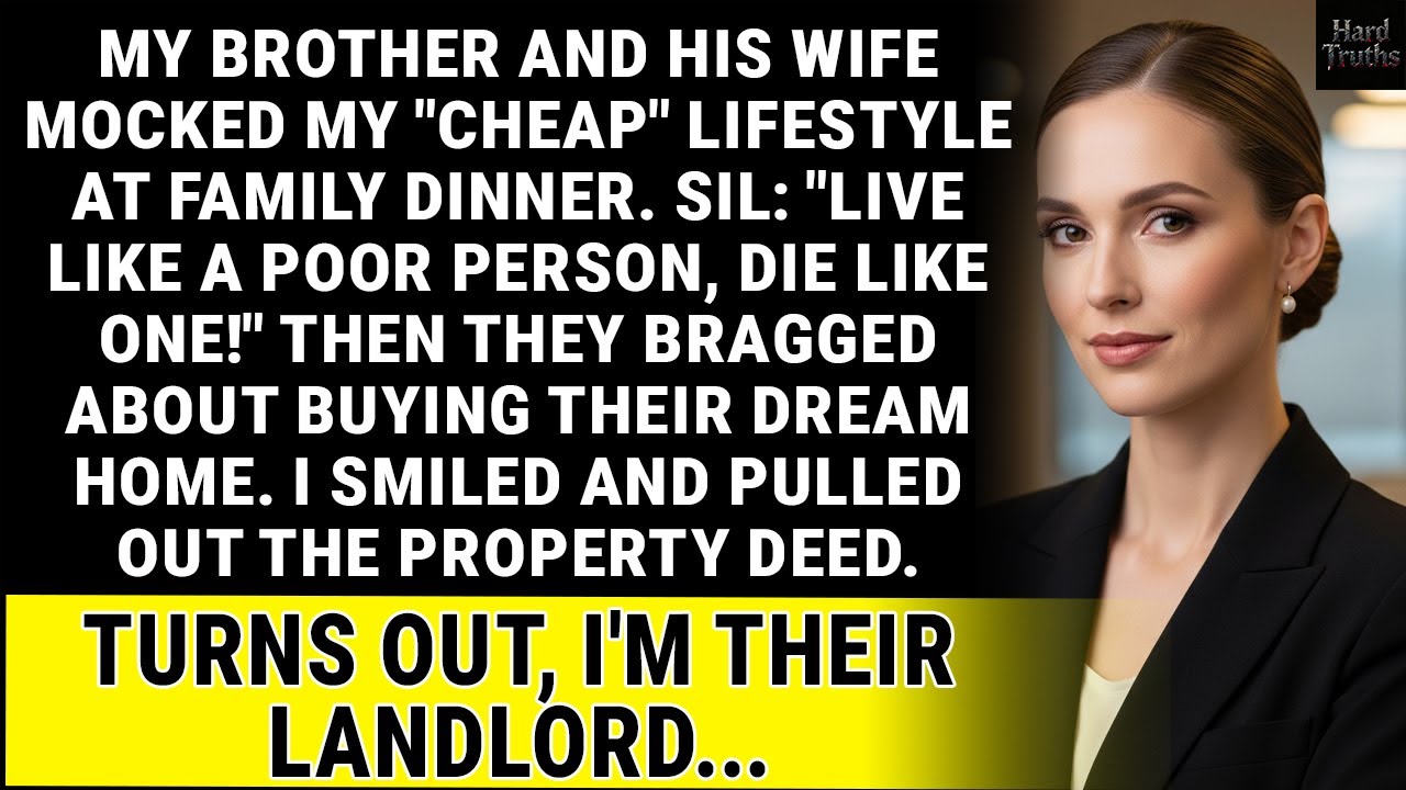 My Brother's Wife Mocked Me, Then I Revealed I Own Their Dream Home! Karma At Family Dinner!