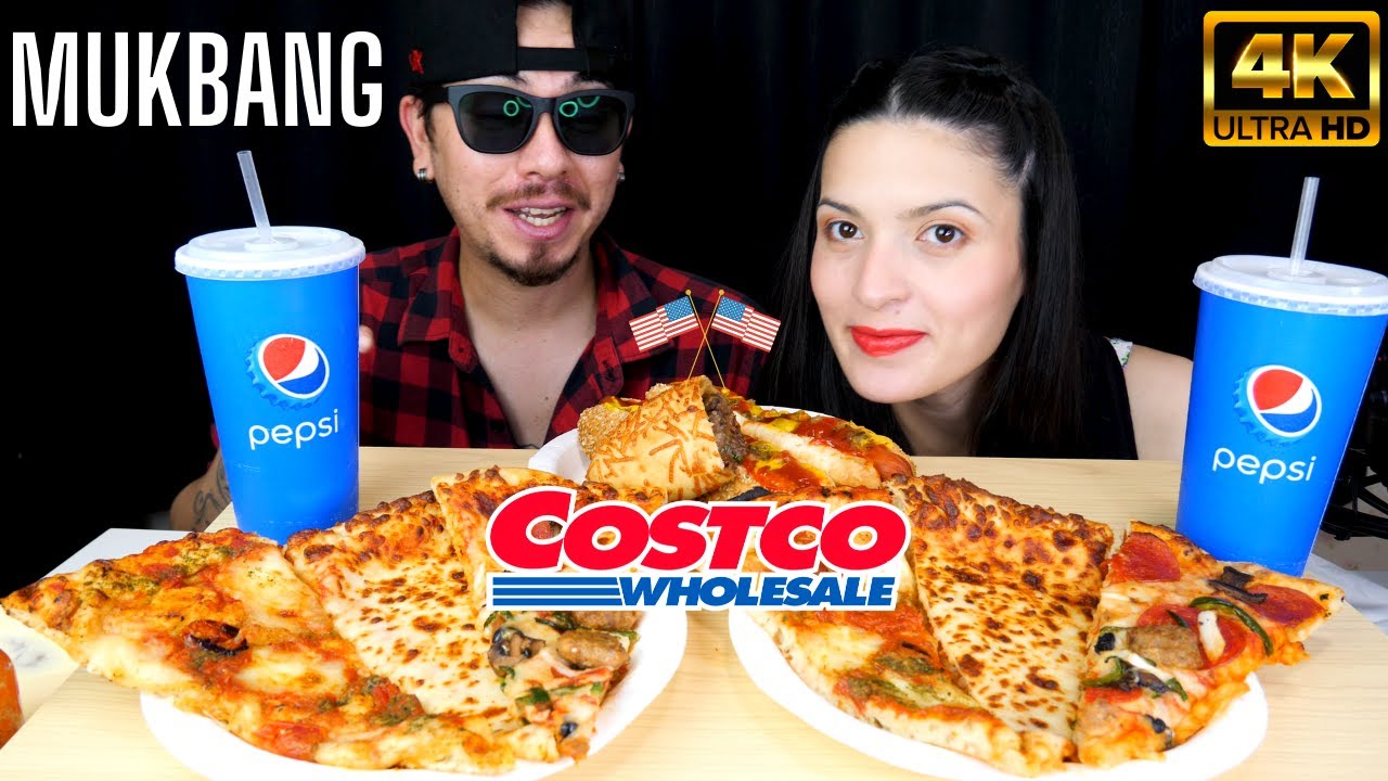 MERCADÃO AMERICANO COSTCO (PIZZA HOT DOG BULGOGI BAKE) MUKBANG & ASMR COMIDA