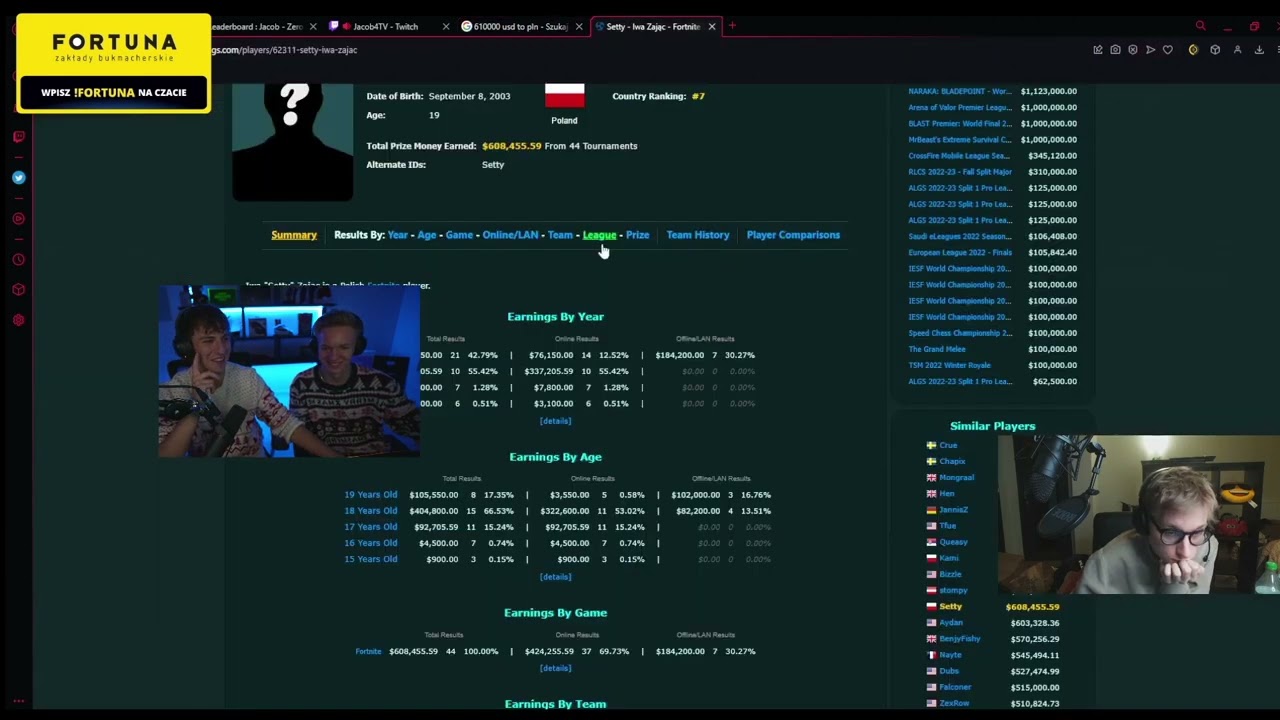 Vysotzky nie dowierza, że Setty ma 3 000 000 earnings