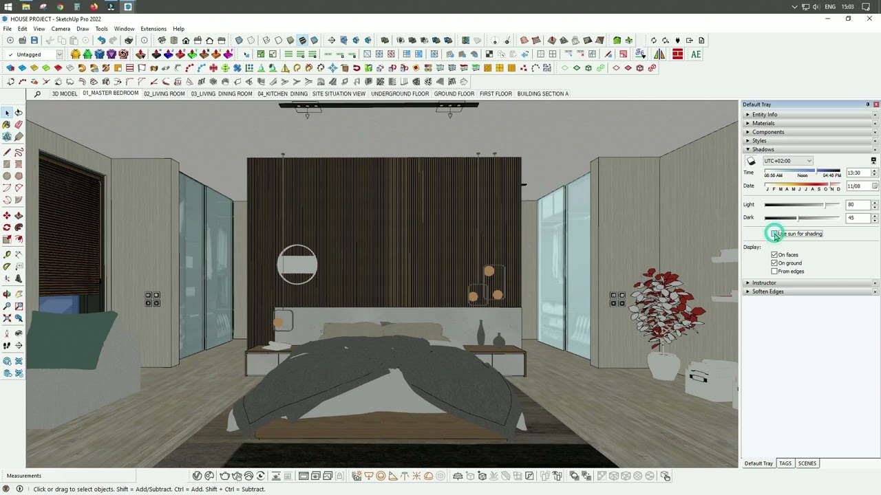 V-Ray Interior Lighting – Master Bedroom Daylight & Artificial Light Setup