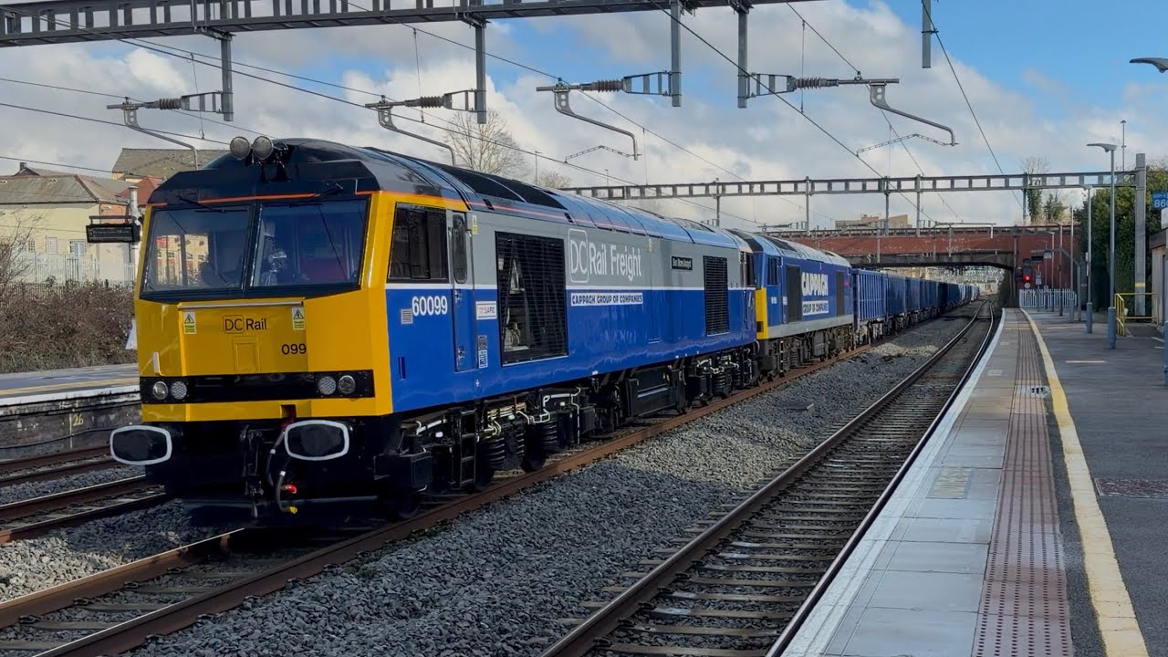 DC Rail 60099 in its NEW livery with its first revenue service and 60028 passing Newbury 04/02/2026