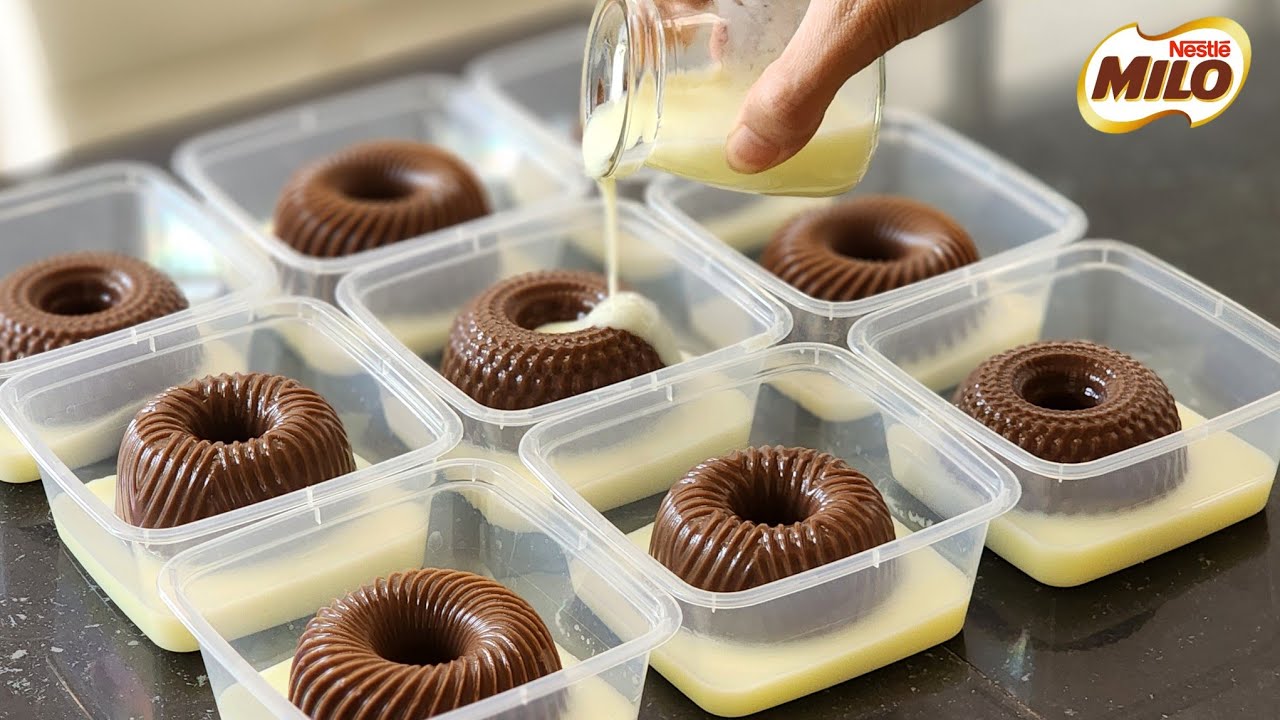 Presently pudding creation, making Milo Brownies Pudding, suitable for selling idea