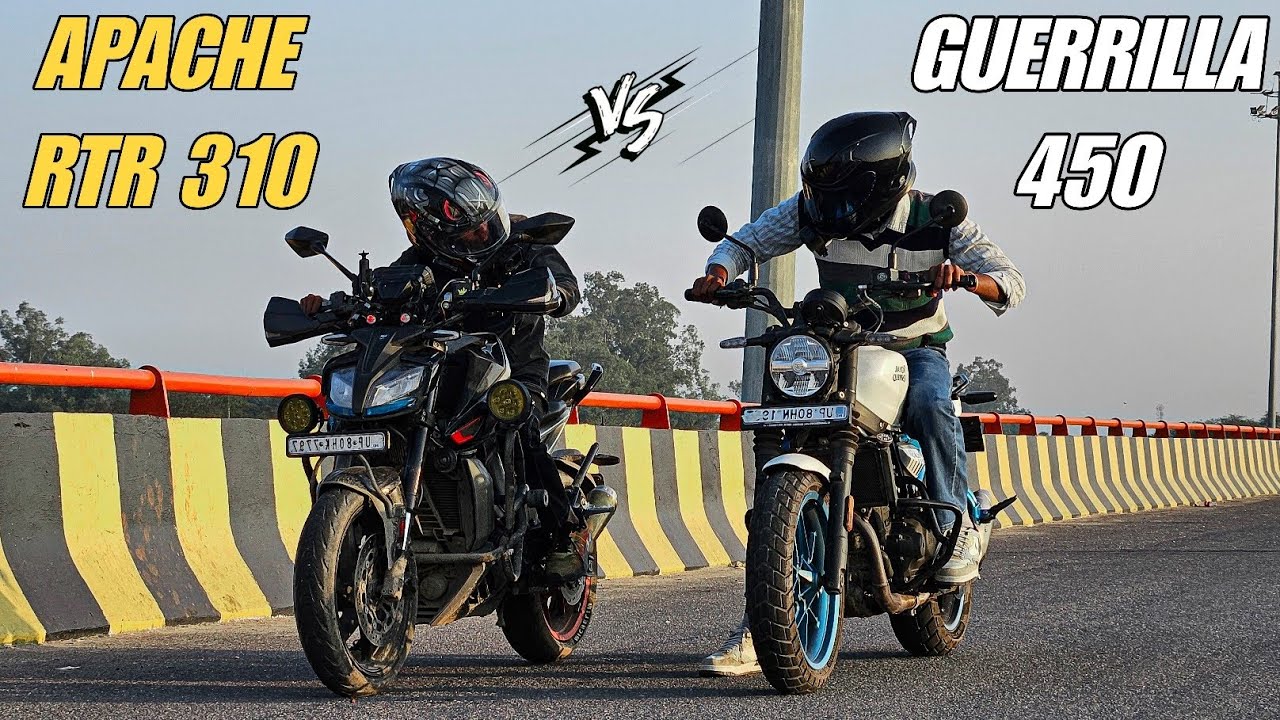 TVS APACHE RTR 310 VS ROYAL ENFIELD GUERRILLA 450 || DRAGRACE 
