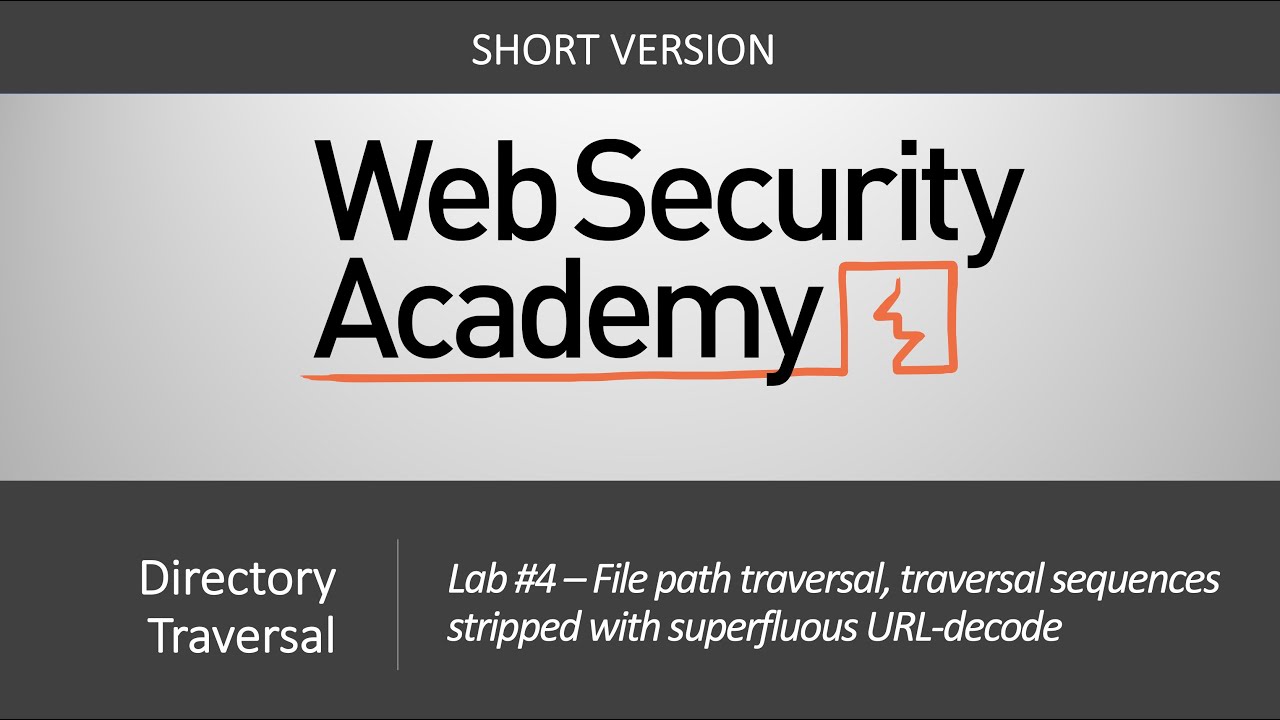 Directory Traversal - Lab #4 Path traversal sequences stripped w/ URL-decode | Short Version