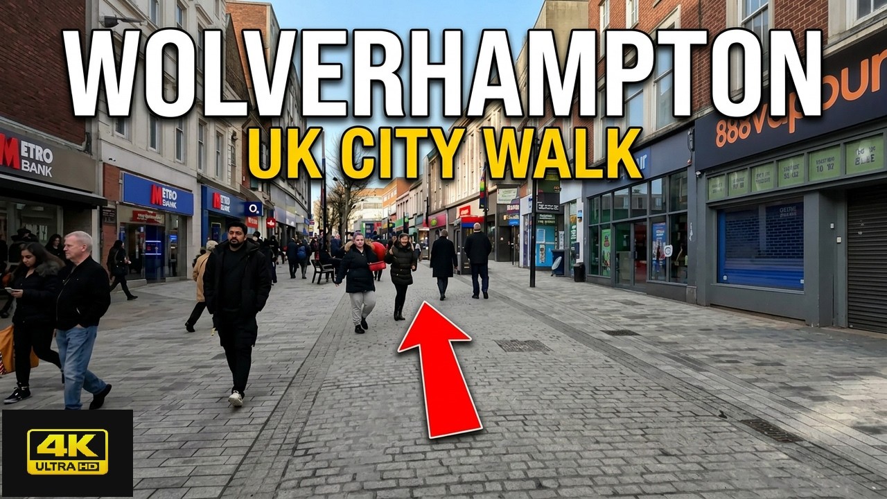 Exploring Wolverhampton City Centre - 4K Walking Tour