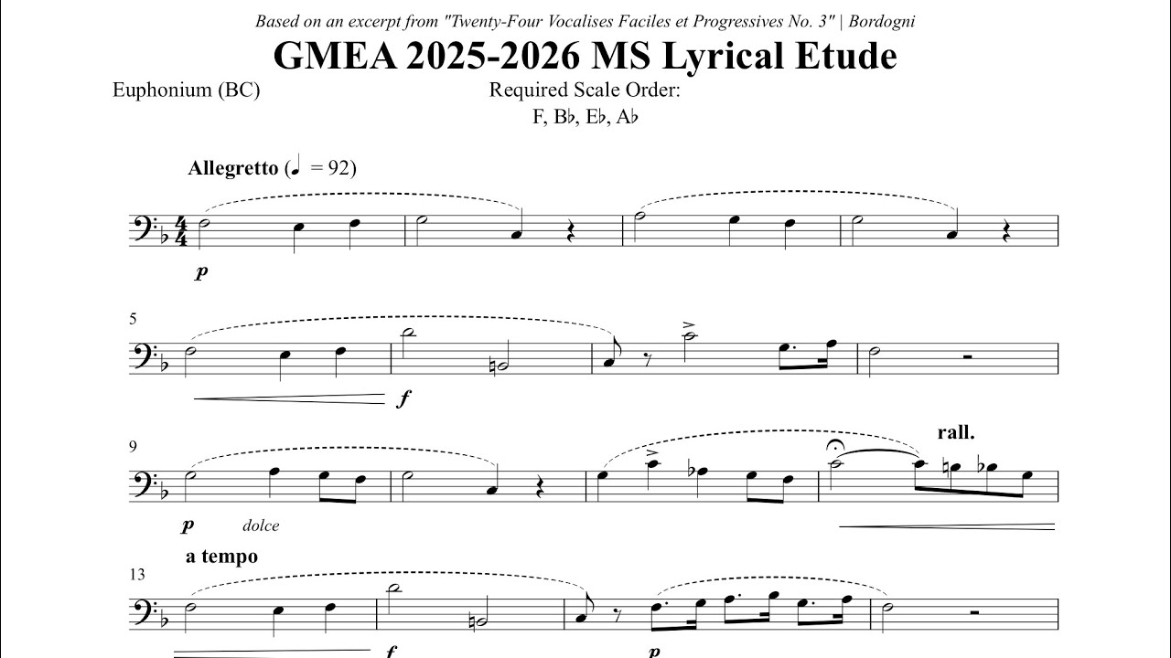 2025-2026 GMEA Etudes | Middle School Euphonium Lyrical