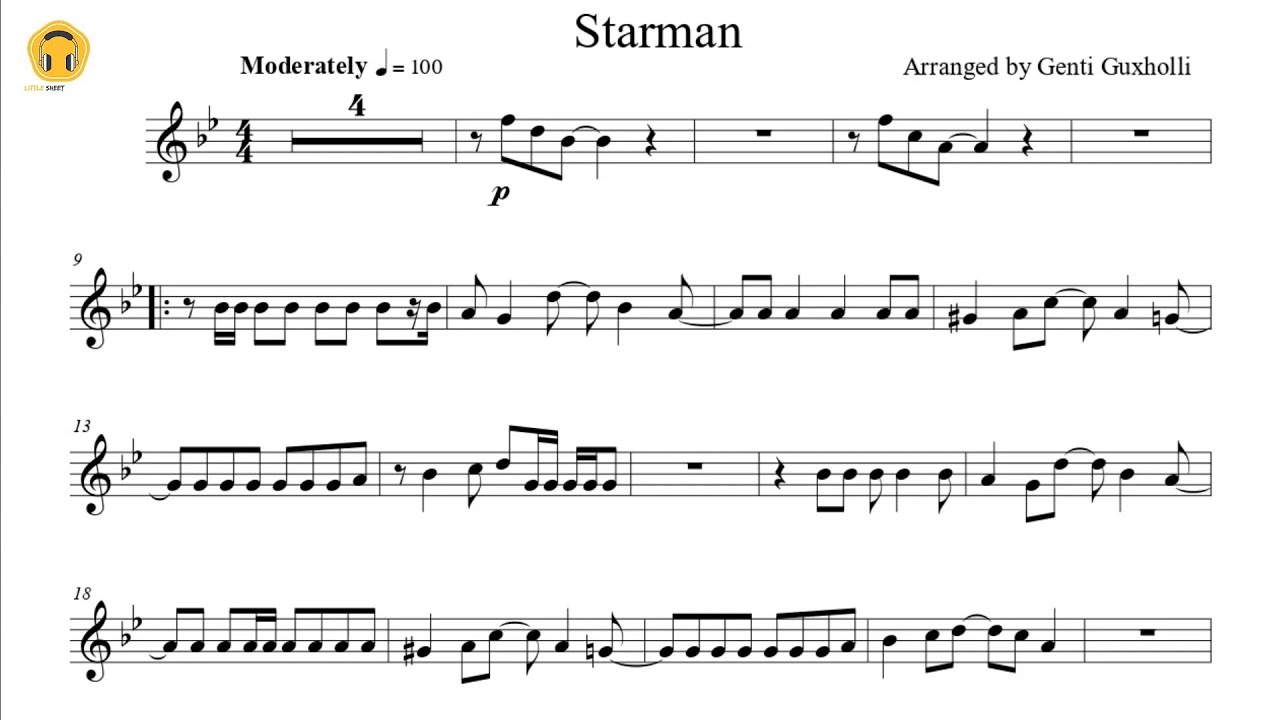 Starman by David Bowie (Flute Solo with Piano Accompaniment/Sheets)