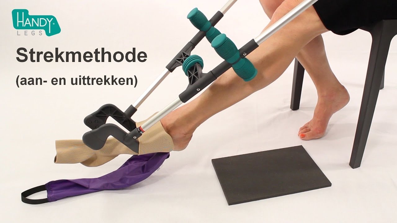 HandyLegs Instructie 1: aan- uittrekken kous met naad