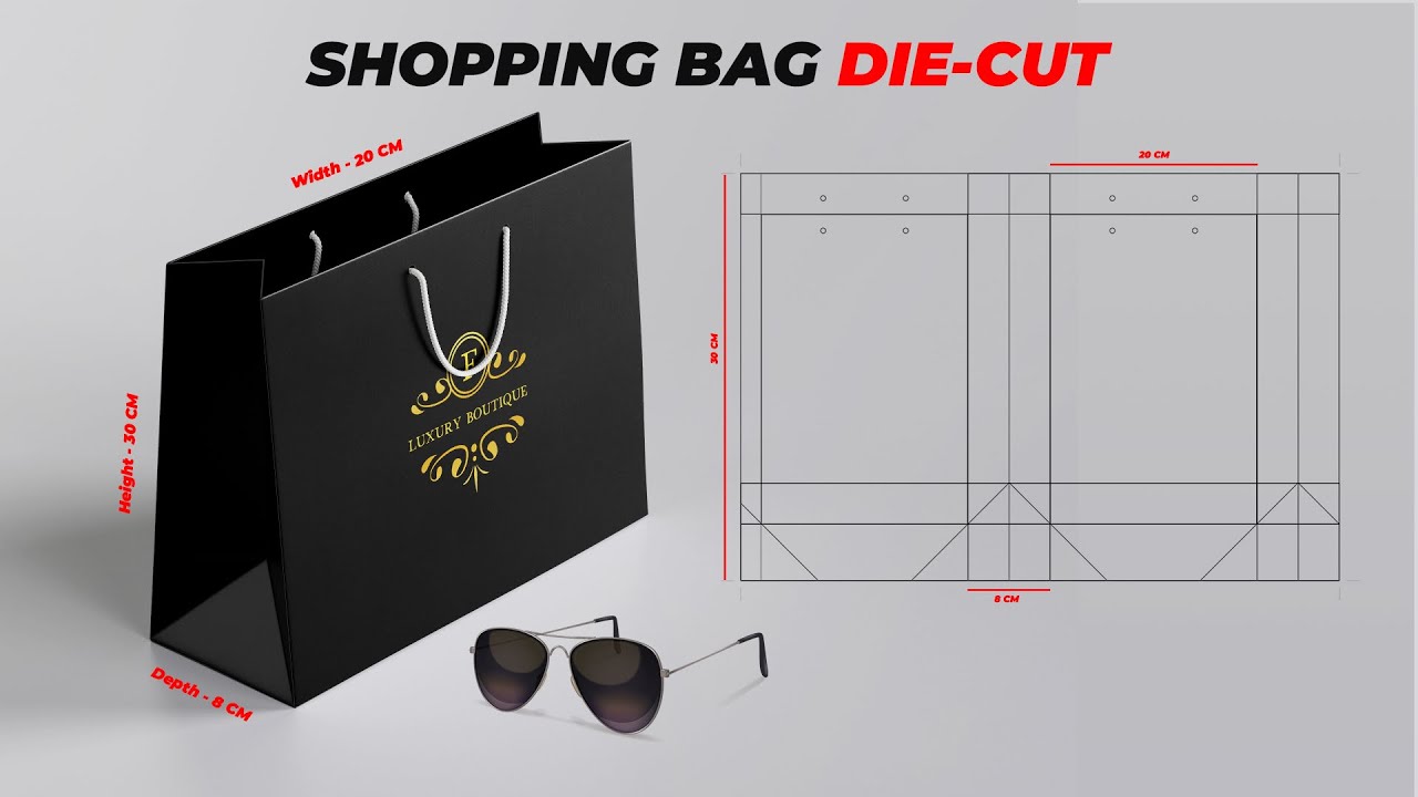Shopping Bag Die Cut Design in Illustrator