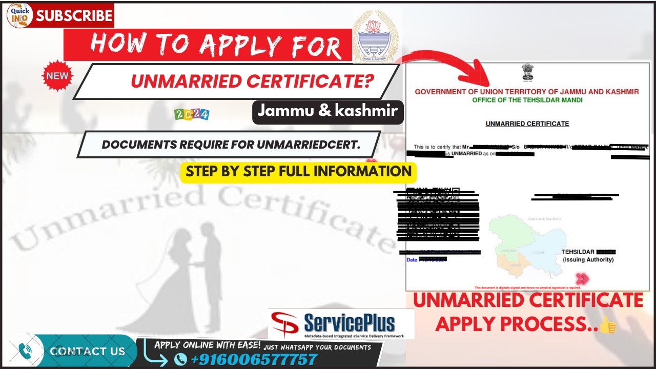 How to Apply for Unmarried Certificate in Jammu and Kashmir