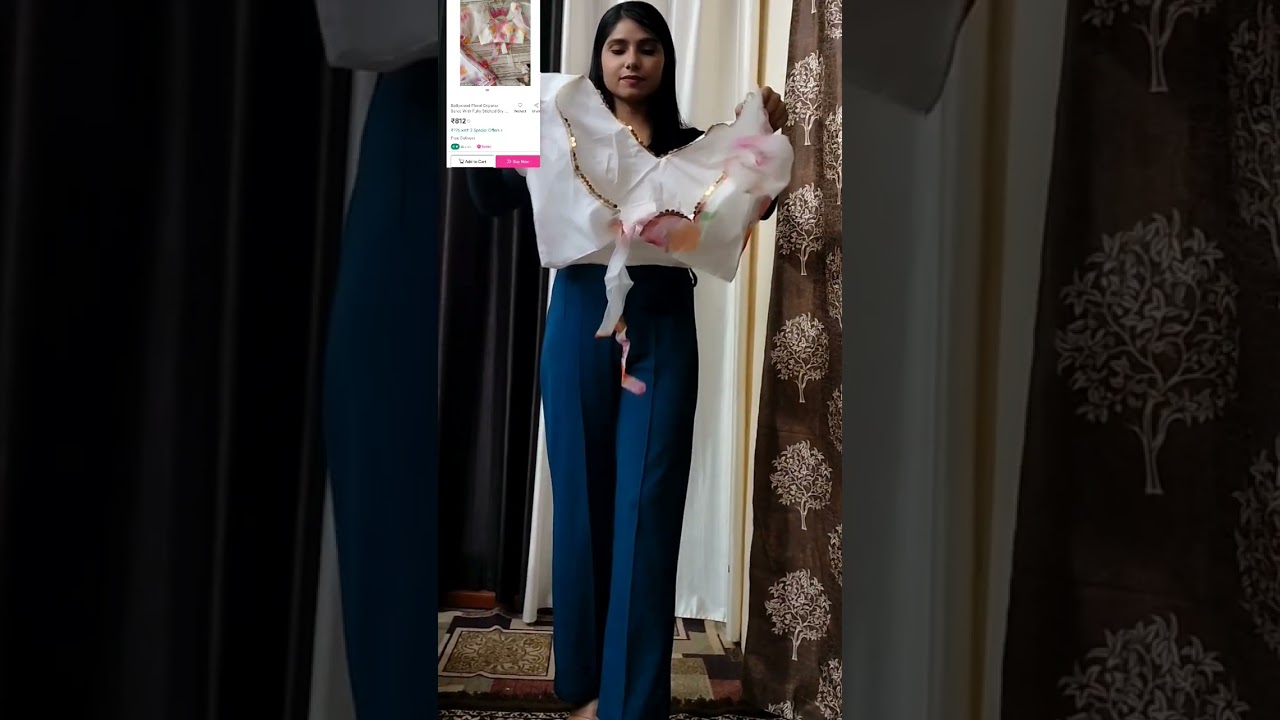 Organza Saree With Stiched Blouse From Meesho | Readymade Saree Haul From Meesho #oneminutesarees